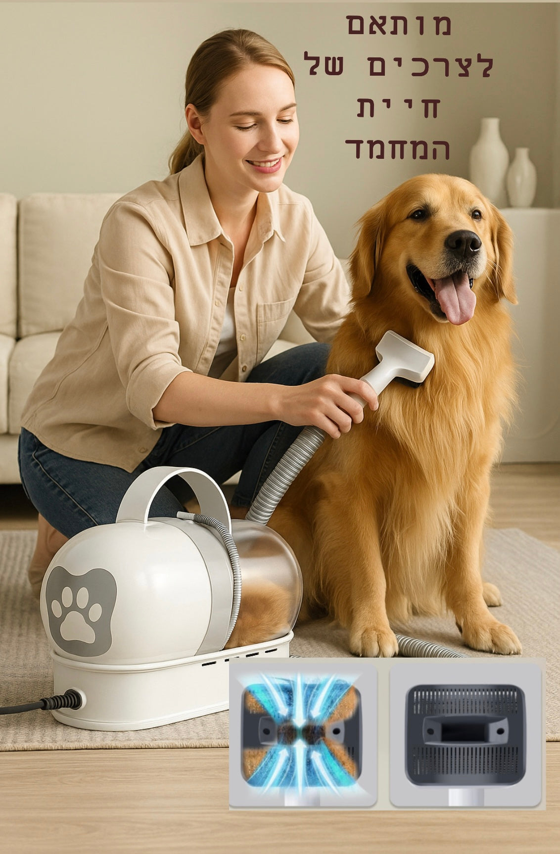 Barsky שואב שיער פרווה לחיות מחמד 7 ב-1 לטיפוח מושלם ופתרון לבעיית הנשירה בבית